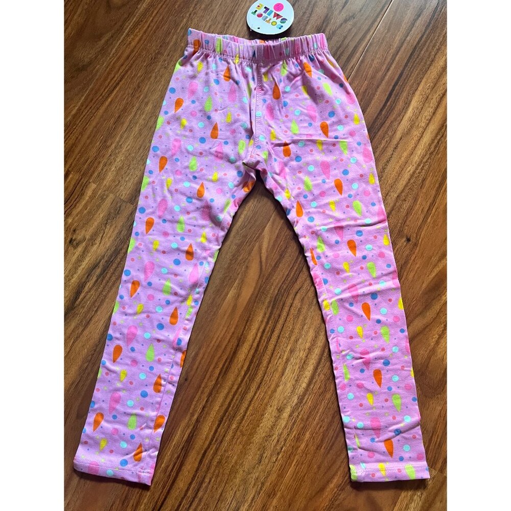 NWT Dot Dot Smile Leggings Multi-Colored Teardrops Pink 3/4